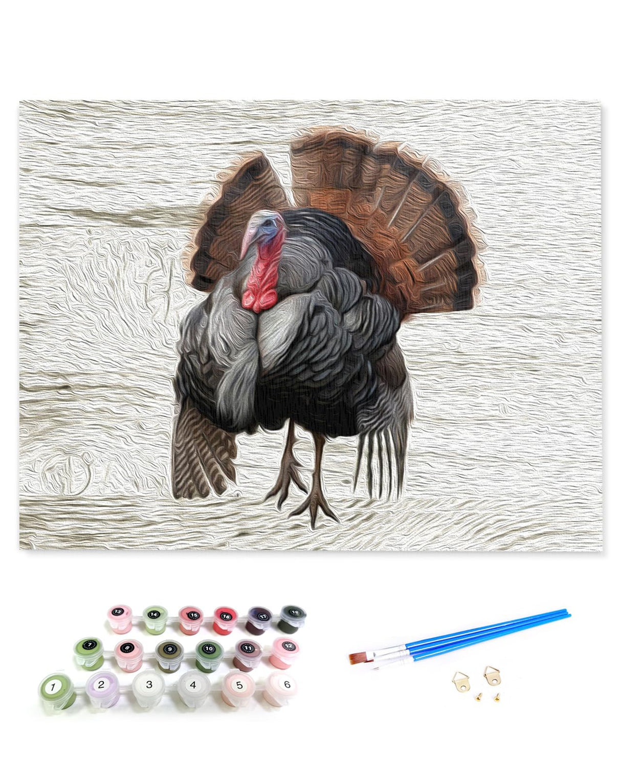 Paint by Numbers for Adults Without Frame, Thanksgiving Turkey Vintage Wooden Board Paint by Numbers Kits on Canvas DIY Acrylic Painting for Kids Beginner, 12"x16" Savannan