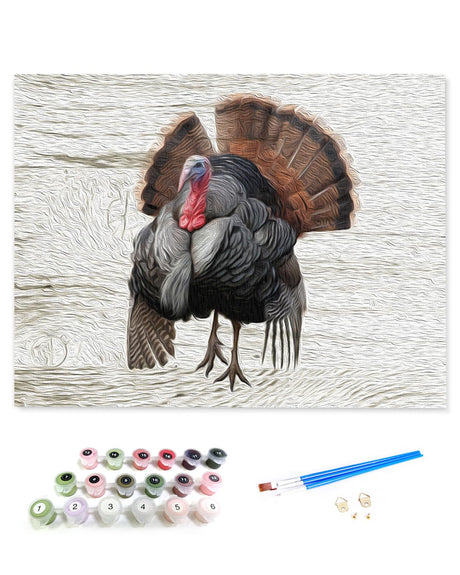 Paint by Numbers for Adults Without Frame, Thanksgiving Turkey Vintage Wooden Board Paint by Numbers Kits on Canvas DIY Acrylic Painting for Kids Beginner, 12"x16" Savannan