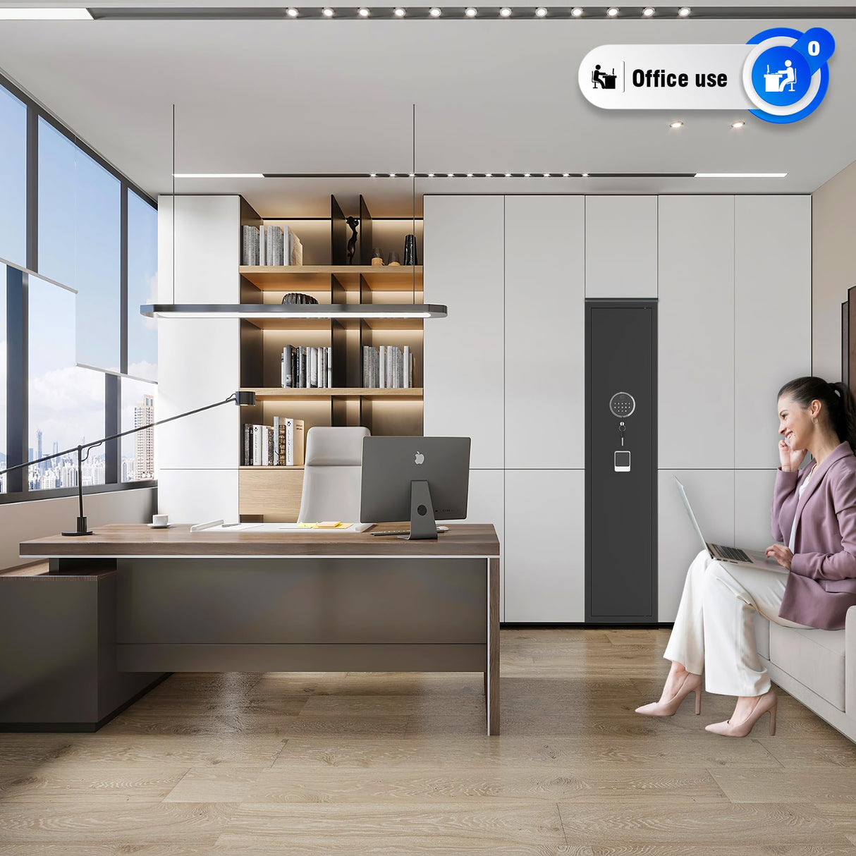 PRESTELION 3-5 Gun Safe,Adjustable Bracket and Biometric Lock,Heavy Duty Gun Safe for Rifles and Shotguns,Money and Valuables PRESTELION