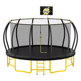16FT Pumpkin Trampoline with Basketball Hoop, Balance Bar and Enclosure Net, Outdoor Trampoline for Kids and Adults, Capacity 1100 lbs JINS&VICO