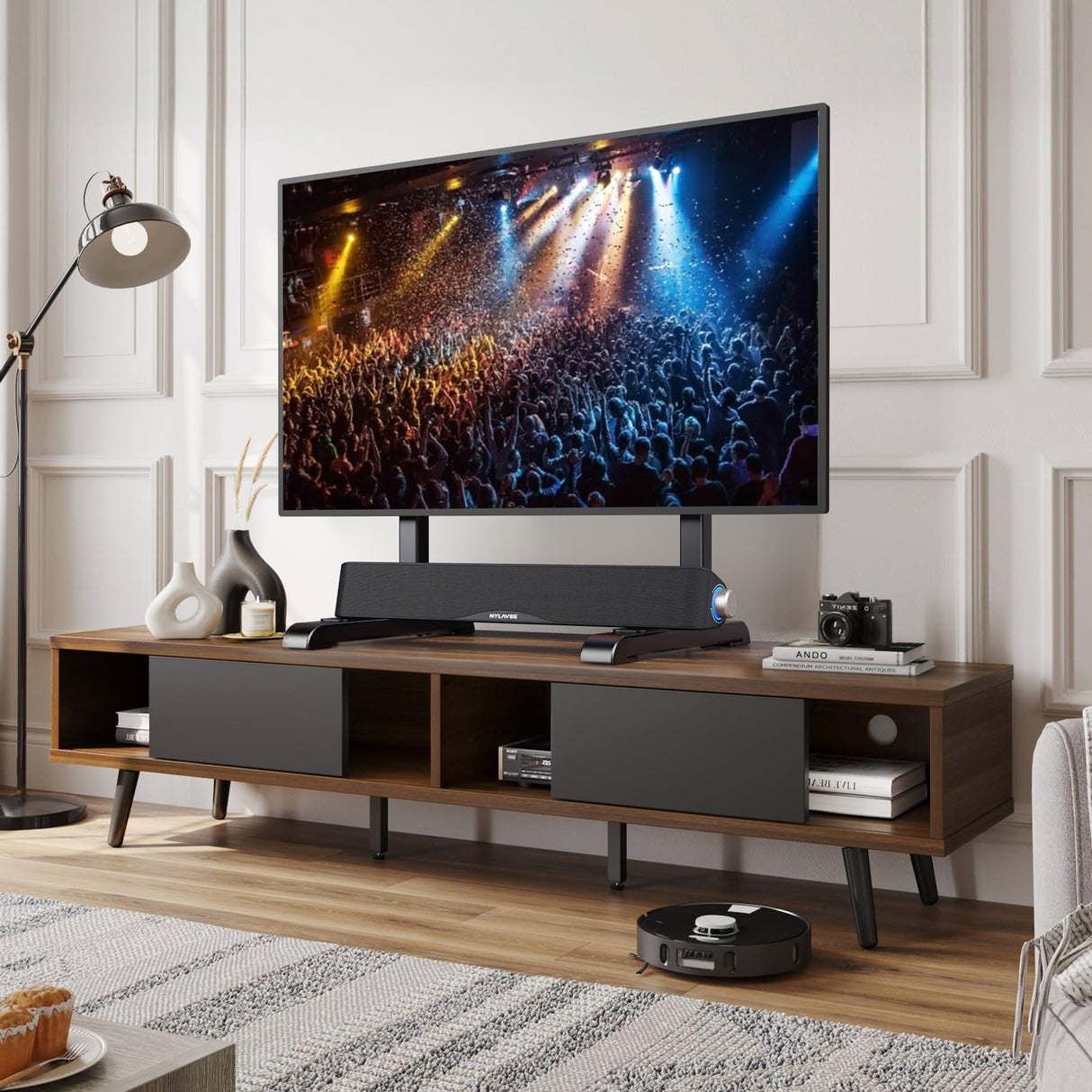 Universal TV Stand, Table Top TV Stand Base Replacement for Most 37 to 86 Inch LCD LED TVs, 7 Height Adjustable TV Legs with Cable Management Hold up to 150lbs, Max VESA 800x600mm, Black AX10TB01 AX WABER