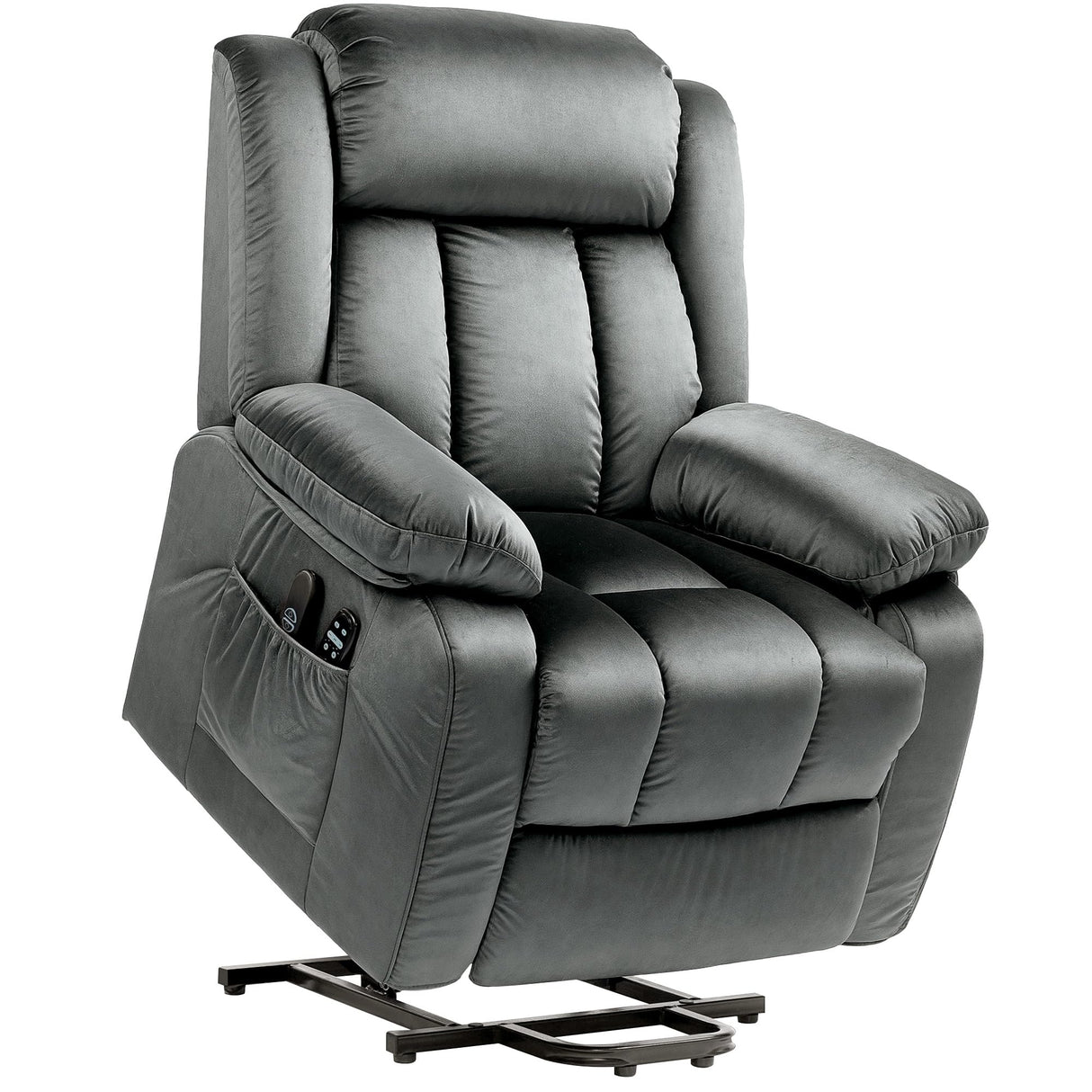 HOMCOM Power Lift Recliner Chair for Elderly, Fabric Massage Chair with Massage and Heat, Electric Lift Chair with USB Ports, Remote Controllers and Side Pockets, 35" Wide Back, Gray HOMCOM