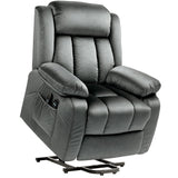HOMCOM Power Lift Recliner Chair for Elderly, Fabric Massage Chair with Massage and Heat, Electric Lift Chair with USB Ports, Remote Controllers and Side Pockets, 35" Wide Back, Gray HOMCOM