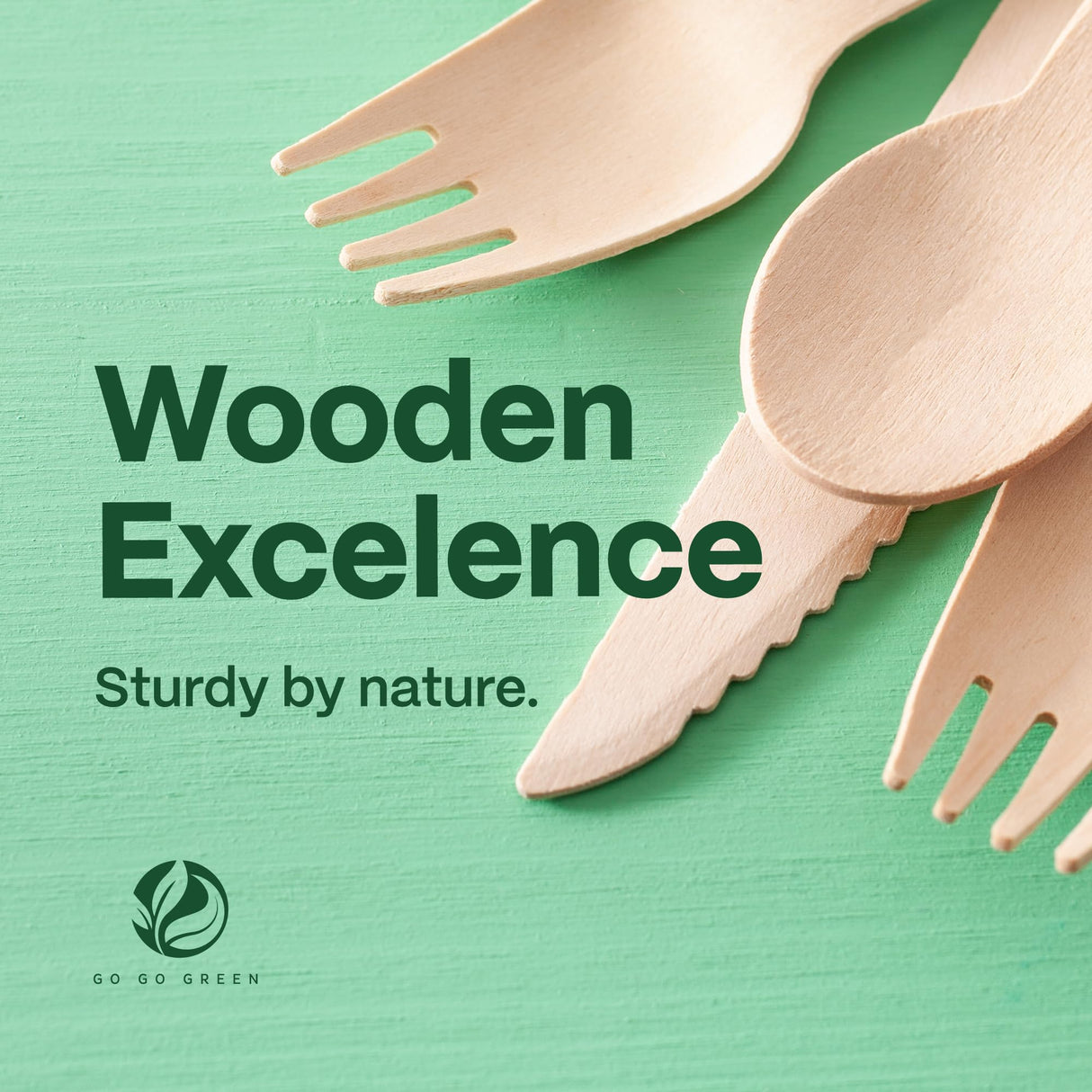 100% Compostable Cutlery Set - 300 Pieces Wooden Compostable Utensils [120 Forks, 90 Knives, 90 Spoons] - Disposable Wooden Cutlery, Eco Friendly Forks And Spoons Disposable Cutlery Set Party Utensils GO GO GREEN
