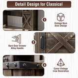 Captain Winters 42.13'' Farmhouse Makeup Vanity Desk with Sliding HD Mirror and Lights, Makeup Vanity with 4 Drawers & Cabinet, Farmhouse Vanity for Bedroom,Dark Barnwood Grey Captain Winters