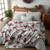 Horaldaily Christmas Flannel Blanket Throw, Cardinal Bird Pine Cone Soft Fuzzy Plush Cozy Fleece Blankets for Couch Sofa Bed Lounging, Ideal Gifts for Kids Adults Wife Self, 50x60 Horaldaily