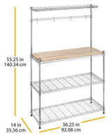 Whitmor Supreme Baker’s Rack with Food Safe Removable Wood Cutting Board - Chrome Whitmor