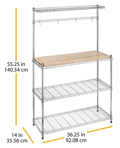 Whitmor Supreme Baker’s Rack with Food Safe Removable Wood Cutting Board - Chrome