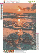 MaiYiYi Sunset Turtle Diamond Painting Set, 5D Full Round Drill Tortoise Diamond Painting by Numbers, Sea Turtle Crystal Diamond Painting Set for Adult Beginners Home Wall Art Decor (30X40 CM) MaiYiYi