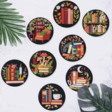 8 Pcs Bookshelf Diamond Art Coasters Kit - DIY 5D Small Diamond Painting Coasters with Holder, Mini Diamonds Arts Kits for Adults Coaster, Gem Art Arts and Crafts for Adults Clendo