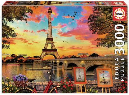 Educa - Sunset in Paris - 3000 Piece Jigsaw Puzzle - Puzzle Glue Included - Completed Image Measures 47.25" x 33.5" - Ages 14+ (17675)