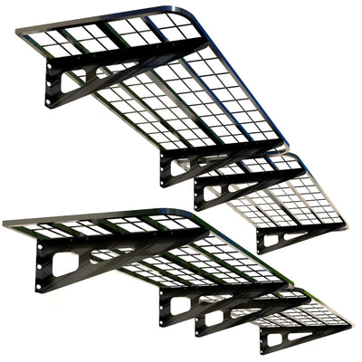 4-Pack 2x4ft Garage Wall Shelving, 4 Shelf Total 16 ft(L) Garage Shelving Wall Mounted, Heavy-Duty Storage Shelves, Perfect for Holding Storage Bins, Sporting Goods, Tools, and More Space-Saving