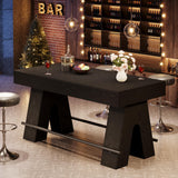 Tribesigns Bar Table, 63-Inch Bar Height Pub Table, Counter Height Table with Metal Footrest, Rectangular High Top Dining Counter Tables with Wood Base for Home Bar, Kitchen, Black Tribesigns