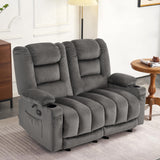 MCombo 55.9" Power Loveseat Recliner with Heat and Vibration, Fabric Electric Loveseat Recliner, USB Charge Port, Cup Holders for Living Room PR648 (Grey) MCombo