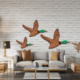 Wenqik 3 Size Mallard Duck Wall Art Wooden Ducks Wall Decor Rustic Flying Birds Decor Carved for Home Living Room Bedroom Office(Larger Size,Green) Wenqik