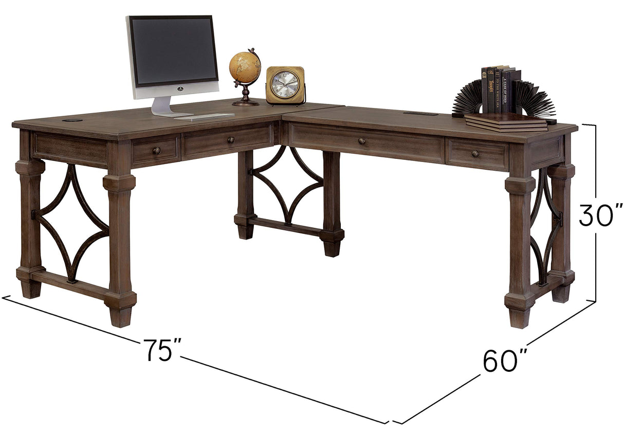 Martin Furniture Desk And Return, Weathered Dove Martin Furniture