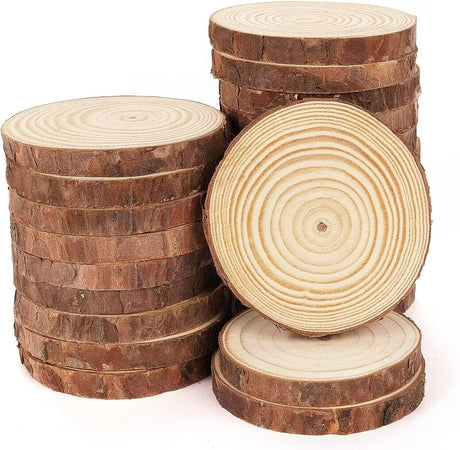 Lemonfilter Natural Wood Slices 50 Pcs 2.4-2.8 Inches Craft Unfinished Wood kit Wood Coasters Wooden Circles Christmas Wood Ornaments Tree Slices for Arts Crafts Wedding Christmas DIY Projects Lemonfilter