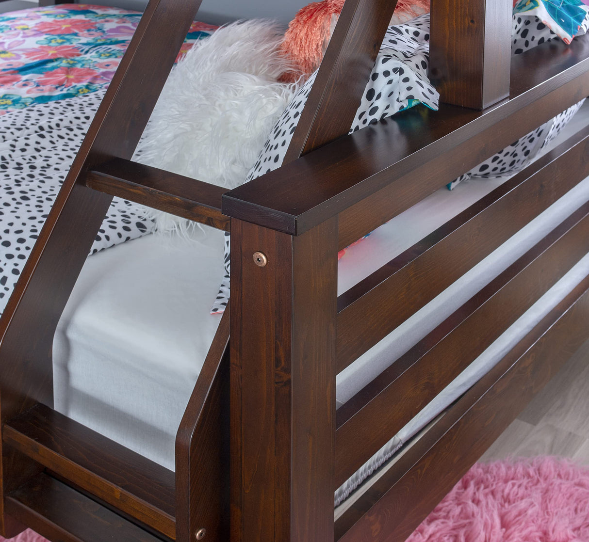 Powell Espresso Twin/Full Bunk Bed with Built-In Ladder and Detachable Design Powell