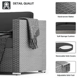 SUNCROWN Outdoor Patio Furniture Set 7 Piece Outdoor Sectional Sofa Grey Wicker Conversation Sofa Set with Coffee Table and Cushions,Dark Grey SUNCROWN