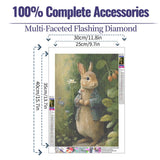 JATOK 5D Diamond Painting Kits for Adults Full Round Drill Rabbit Animal Embroidery Pictures Arts Paint by Number Kits Diamond Art Kits for Home Wall Decor 11.8x15.7in JATOK
