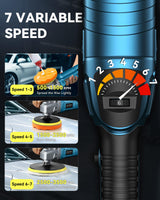 Buffer Polisher Kit for Car - 1600w 6/7 Inch Rotary Polisher Buffer Waxer,7 Variable Speed 2500-5000rpm,Detachable Handle Buffing Machine for Car Boat Sanding Polishing Waxing Orgpek