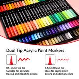 72 Colors Acrylic Paint Markers, Dual Tip with Fine Tip and Brush Tip Pens for Stone, Wood, Calligraphy, Canvas, Ceramic, Metal, Glass, Rock Painting, DIY Crafts Pagather