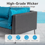 VINGLI 6 Pieces Wicker Patio Furniture Set, Outdoor Sectional Sofa Set Rattan Modular Patio Conversation Sets with Cushions & Ottomans (Black) VINGLI