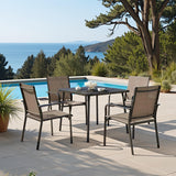 LAUSAINT HOME 5-Piece Outdoor Dining Set, Patio Furniture Set with Textilene Chairs and Square Metal Table, All-Weather Table and Chairs Set with Umbrella Hole for Backyard, Garden, and Poolside LAUSAINT HOME