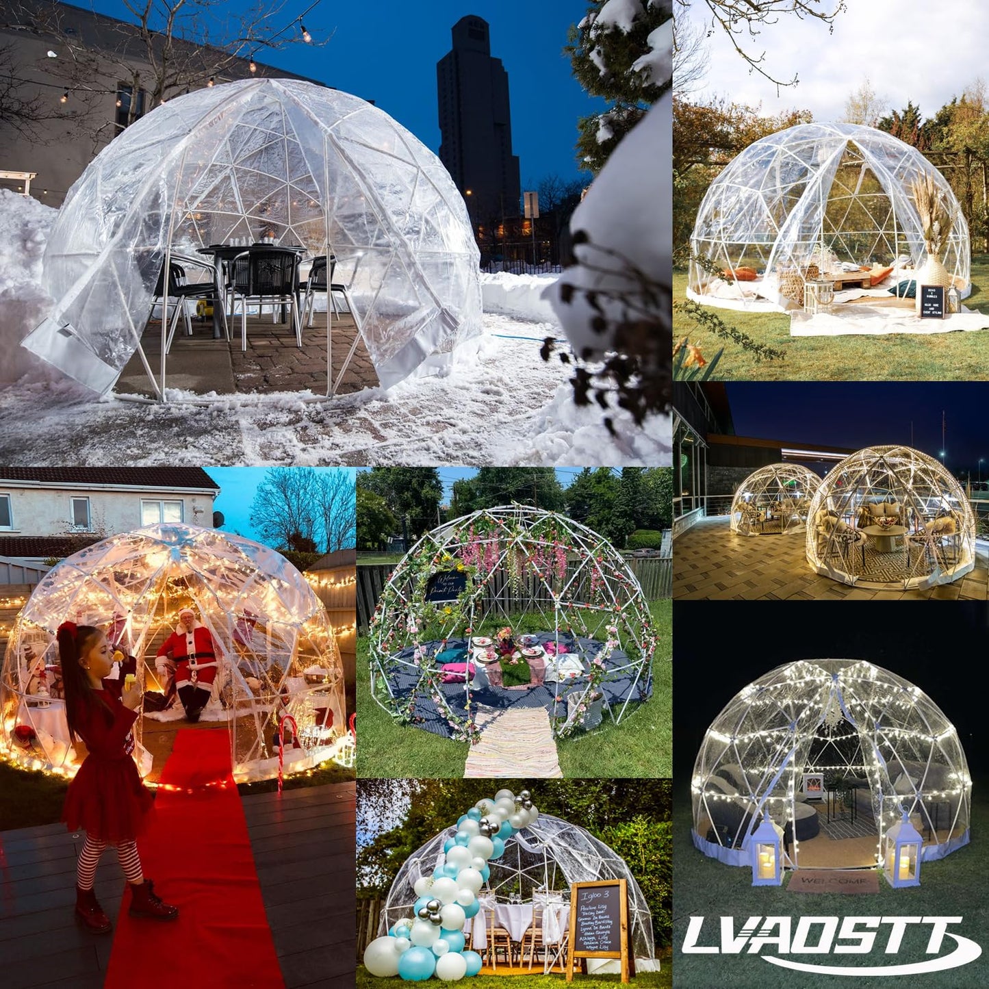 Garden Dome Igloo Clear Bubble Tent Outdoor 12 FT, Weather Proof Pod Camping Patio Tent for Backyard Canopy Gazebos Screen House Room Lean to Greenhouse - WoodArtSupply