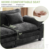 Oprisen Modular Sectional Sofa, Comfy Cloud Couch Sectional Sofa with Ottoman, Chenille Sofa Sleeper Deep Seat Sofa with Throw Pillows for Living Room (Black, 86"- L Shape) Oprisen