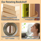 Feuusec 4-Tier Rotating Solid Wood Bookshelf Tower for Kids & Adults - Space-Saving Corner Display Bookcase Feuusec