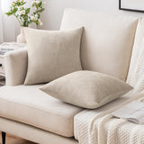 MIULEE Pack of 2 Beige Decorative Pillow Covers 18x18 Inch Soft Chenille Couch Throw Pillows Farmhouse Cushion Covers for Home Decor Sofa Bedroom Living Room MIULEE
