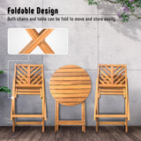 Werph 3-Piece Acacia Wood Patio Set, Foldable Bistro Table and Chairs Set of 2,Small Patio Furniture Set with Cushions,Folding Balcony Chairs Table Set for Apartment, Balcony, Deck or Porch Werph