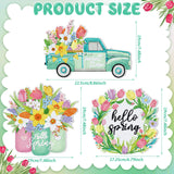 Menkxi 3 Pcs Spring Flowers Diamond Painting Kit DIY Spring Diamond Painting Hanging Sign Crystal Rhinestone Door Sign Wall Hanging Crafts for Beginners Gift Home Wall Window Decor Menkxi