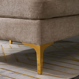 Karl home Convertible Sectional Sofa 110" U-Shape Sofa Couch 4-Seat Couch with Chaise ChenilleFabric Upholstered for Living Room, Apartment, Office, Camel Karl home