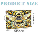 JZHYOAN Diamond Painting Small Coin Purse for Women DIY Coin Pouch Coin Purse with Zipper and Keyring Diamond Art Purses and Wallets Handbags Wallet Keychain for Cards Keys Bee JZHYOAN