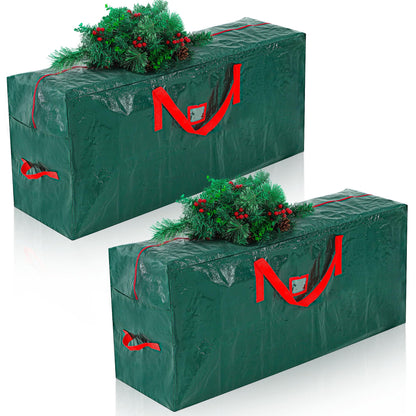 Meonum 2 Pcs Christmas Tree Storage Bags, Waterproof Artificial Xmas Tree Bag with Handles, Christmas Decoration Container with Zipper and Labeling Card Slot(Fit up to 7.5 ft Tall Disassembled Tree)