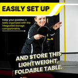 Killerspin MyT 415X Mega, Ping Pong Table, Foldable Table for Table Tennis, Portable Ping Pong Table Set with Built-in Paddle and Ball Storage, 25mm MDF Board Pingpongball Table, Graphite Color Killerspin