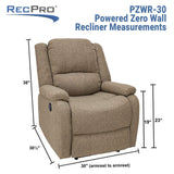 RecPro Charles Collection | 30" Powered Zero Wall RV Recliner | Wall Hugger Recliner | RV Living Room (Slideout) Chair | RV Furniture | RV Chair | Cloth (Oatmeal, 2 Chairs) RecPro