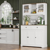 FACBOTALL Kitchen Pantry Storage Cabinet, Freestanding Hutch Cabinet with Buffet Cupboard, Utility Pantry with Microwave Stand,Tall Kitchen Cabinets with Adjustable Shelves for Kitchen FACBOTALL