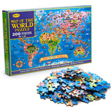 MOTYAWN 200 Pieces World Map Puzzle for Kids & Adults, World Map Jigsaw Puzzle Floor Puzzles Toddler Geography Educational Toys for Boys and Girls, Globe Atlas Puzzle Maps for Kids Learning Games MOTYAWN