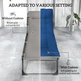 Outsunny Chaise Lounge Chair Outdoor Set of 2, 5-Position Adjustable Outdoor Pool Lounge Chairs, Folding Tanning Chair Beach Lounger with Cushion, Headrest, Side Pocket for Patio, Yard, Brown/Blue Outsunny