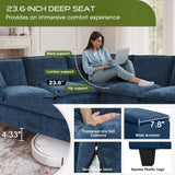 EYBCT 97" L Shaped Couch Corner Sofa, 5 Seater Oversized Cloud Couch with 2 Pillows Chenille Modular Sectional Sofa Armrests with Two Hidden Storage Space Sectional Couches for Living Room Dark Blue EYBCT