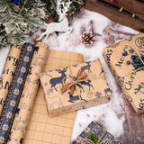 RUSPEPA Christmas Wrapping Paper Rolls - Mini Roll - 17 inches x 10 feet per Roll, Total of 3 Rolls - Reindeer and Snowflake RUSPEPA