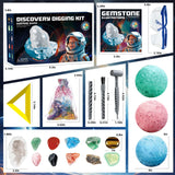 Woumserta Gemstone Dig Kits, Space Science Kits for Kids Age 6-7 8-12, Gem & Geodes Collcetion Kit Toys for Boys Girls, Rock Gifts for 6 7 8 9 Year Old Boys Girls Birthday Gift Woumserta