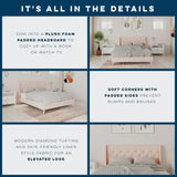 Novogratz Her Majesty Tufted Upholstered Bed Frame, Full, Pink Linen Novogratz