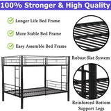 FUSVZ Metal Full Over Full Bunk Bed for Adults, Kids & Teens | Heavy Duty Convertible Bunk Bed with Sturdy Guard Rails & Dual Side Ladders | Space-Saving Durable Metal Frame | Weight Capacity 600LBS FUSVZ