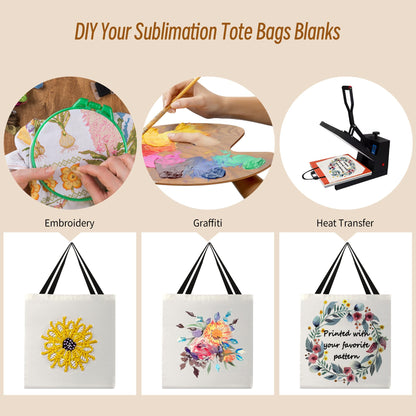 6pcs Sublimation Tote Bags Blanks,Sublimation Blanks Tote Bag Sublimation Totes Blank Tote Bags Bulk Canvas Tote Bags Sublimation Canvas Bags Blank Canvas Tote Bags Bulk Grocery Bag White Tote Bag