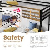 SHA CERLIN Loft Bunk Bed Twin Over Full Size with Ladder and Guardrail,Heavy Duty Metal Slats Support No Box Spring Needed Small Space Saving Furniture for Bedroom Dorm,Black SHA CERLIN