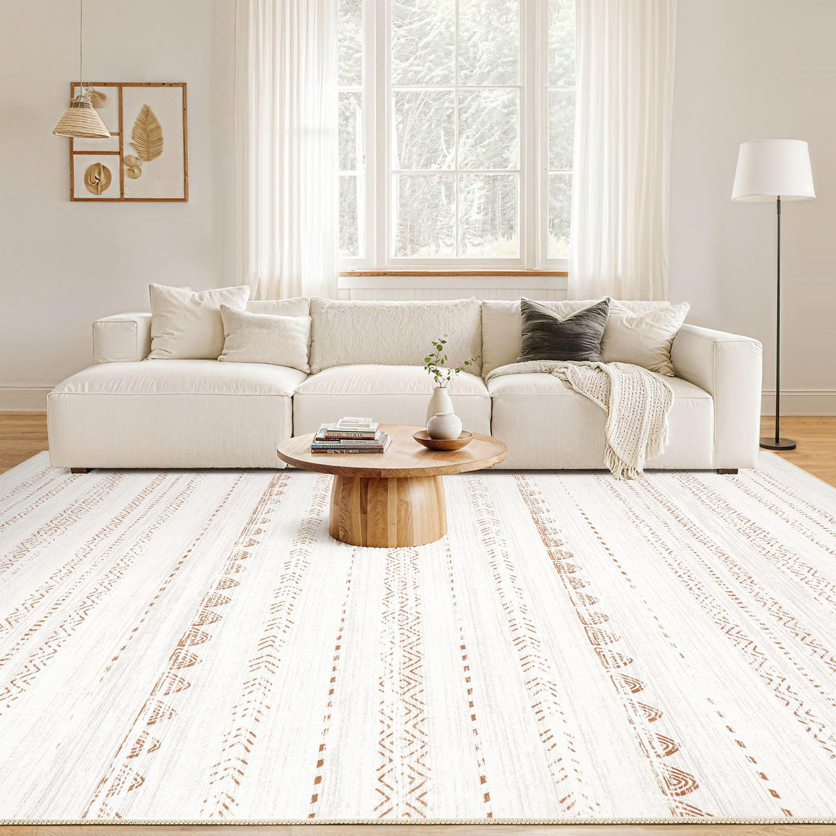Area Rug Living Room Rugs: 5x7 Washable Boho Large Neutral Farmhouse Soft Moroccan Stain Resistant Indoor Floor Carpet for Bedroom Nursery Kids Playroom Office Dining Room Home House Decor- Brown Nakagishi